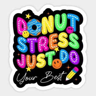 Groovy Donut Stress Best Test Day Teachers Kids Sticker